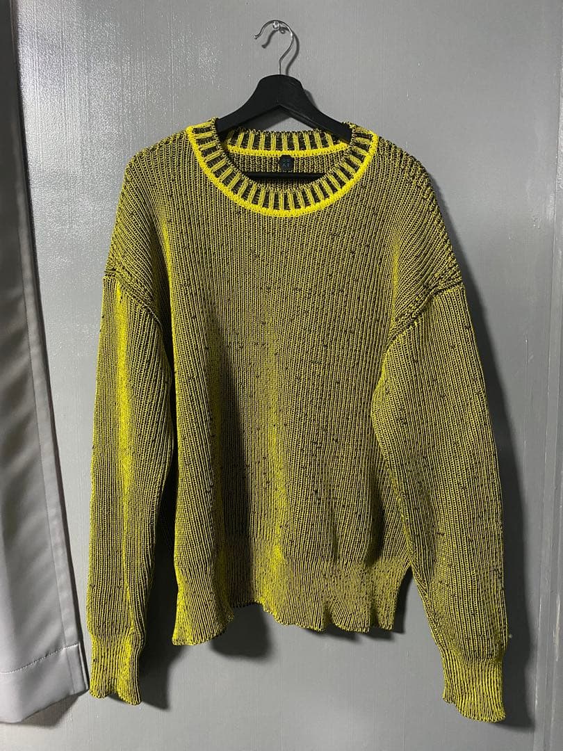定価6万超 OUAT コットン ニット イエローXブラック 吉沢亮着用 M