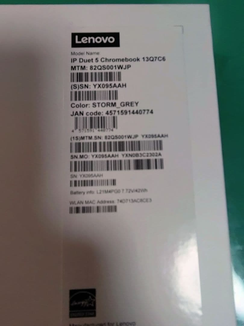 Lenovo　IdeaPadDuet560　Chromebook　メモリ：8GB