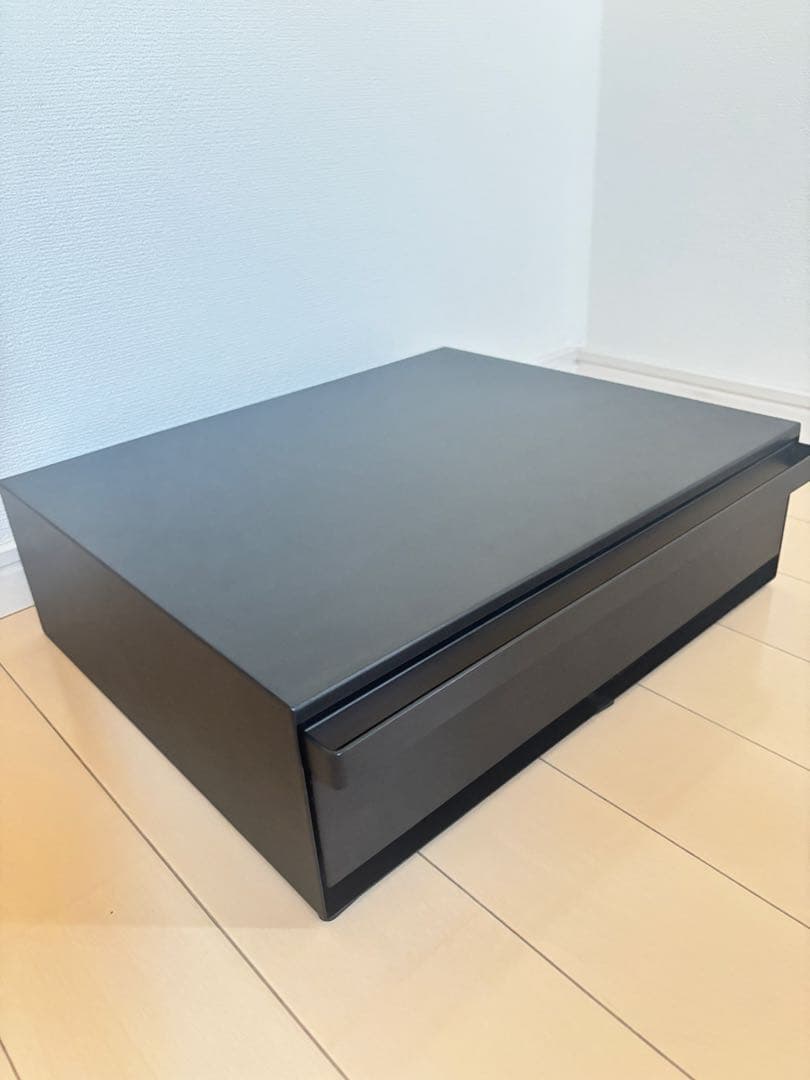 【未使用】山崎実業レンジ台（ブラック）／奥行37×幅45×高さ13.5cm