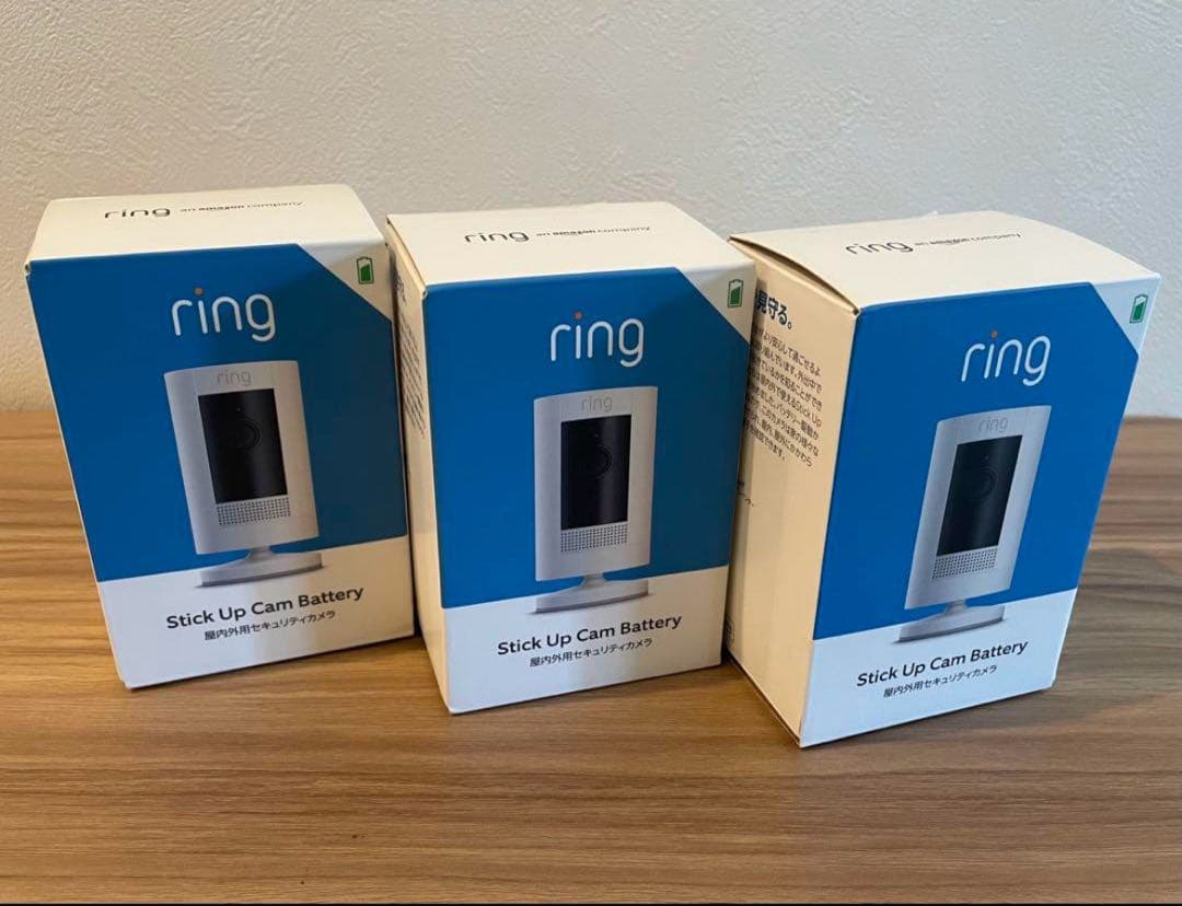 新品 3個セット Ring Stick Up Cam Battery ホワイト