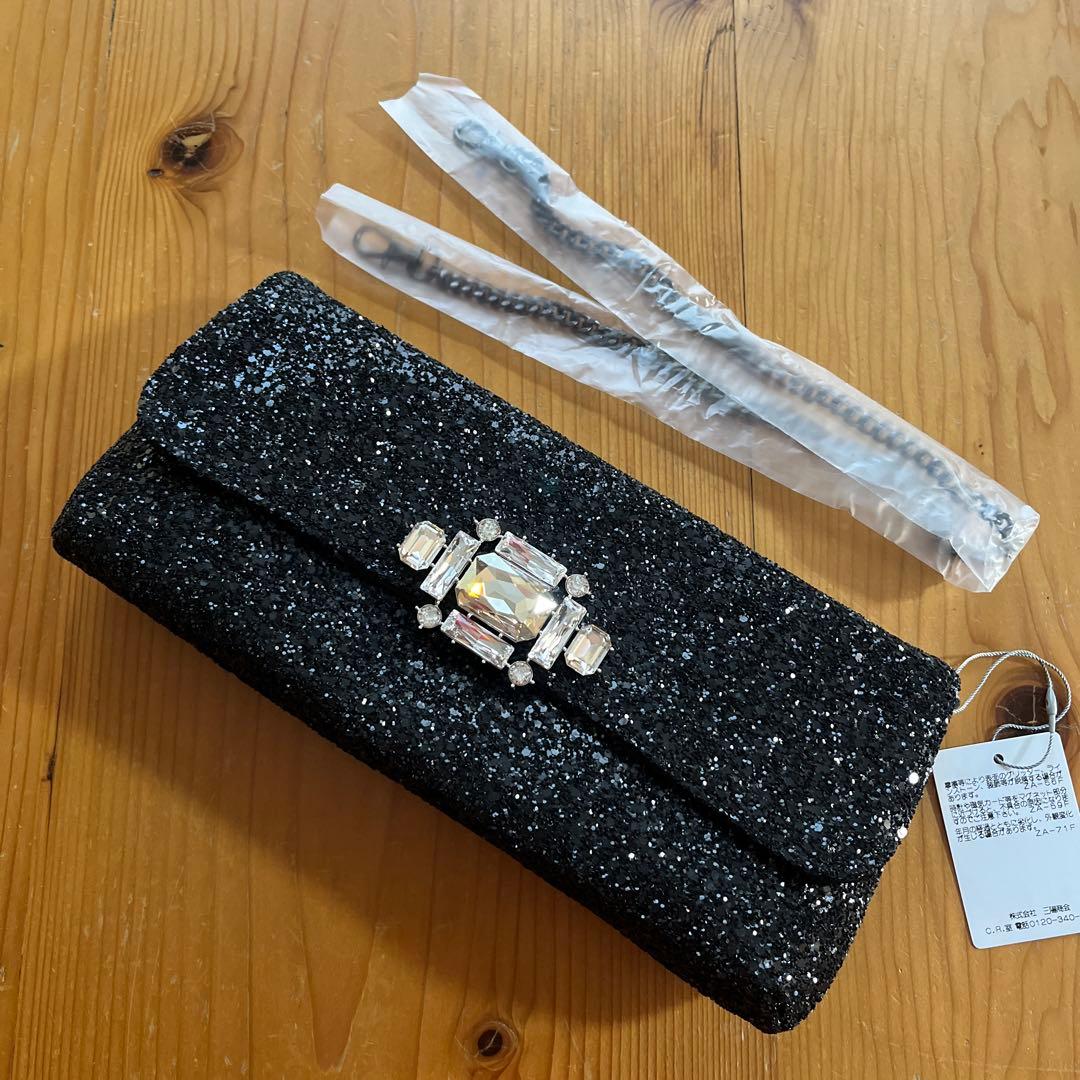 エポカ　パーティバッグ　黒　ビジュー付　新品未使用