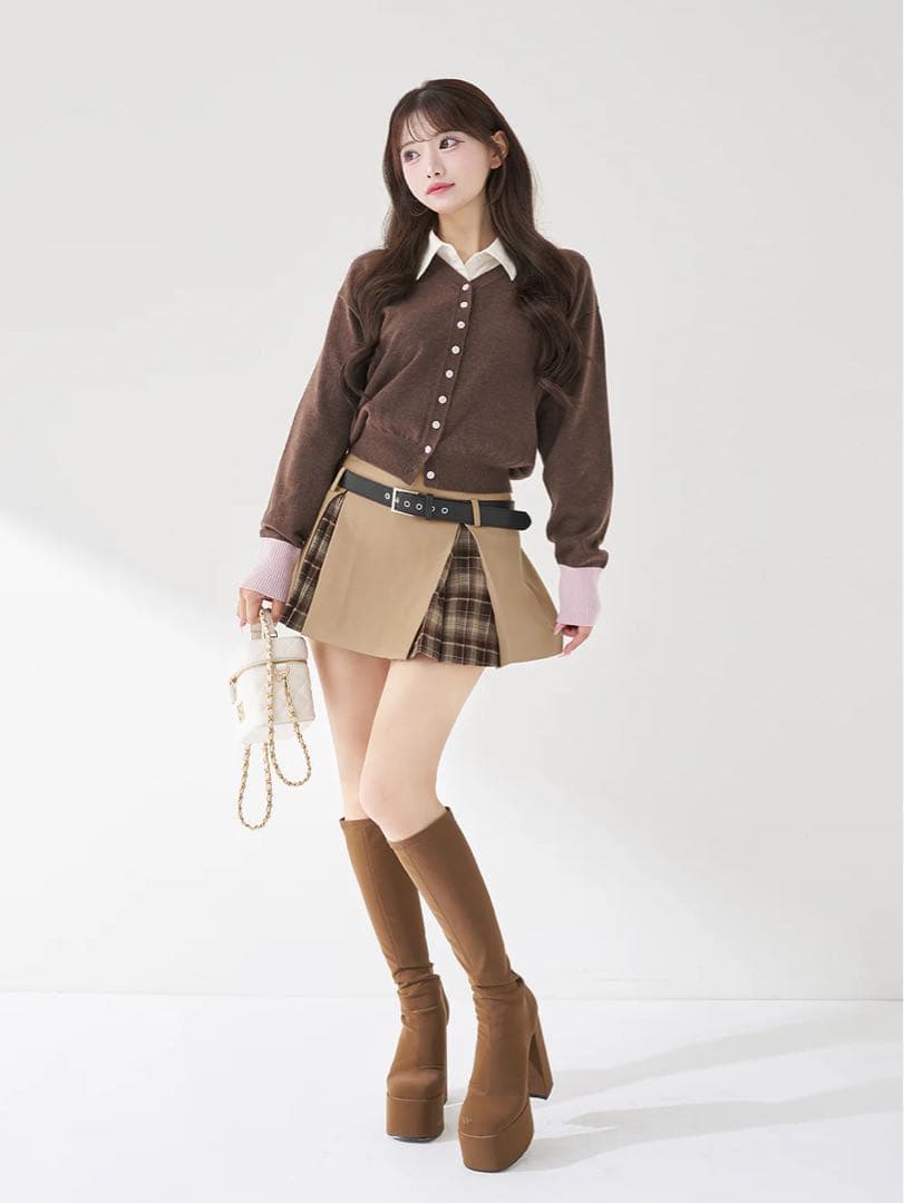 Darich ダーリッチ チェックドッキングミニスカート BEG Sサイズ