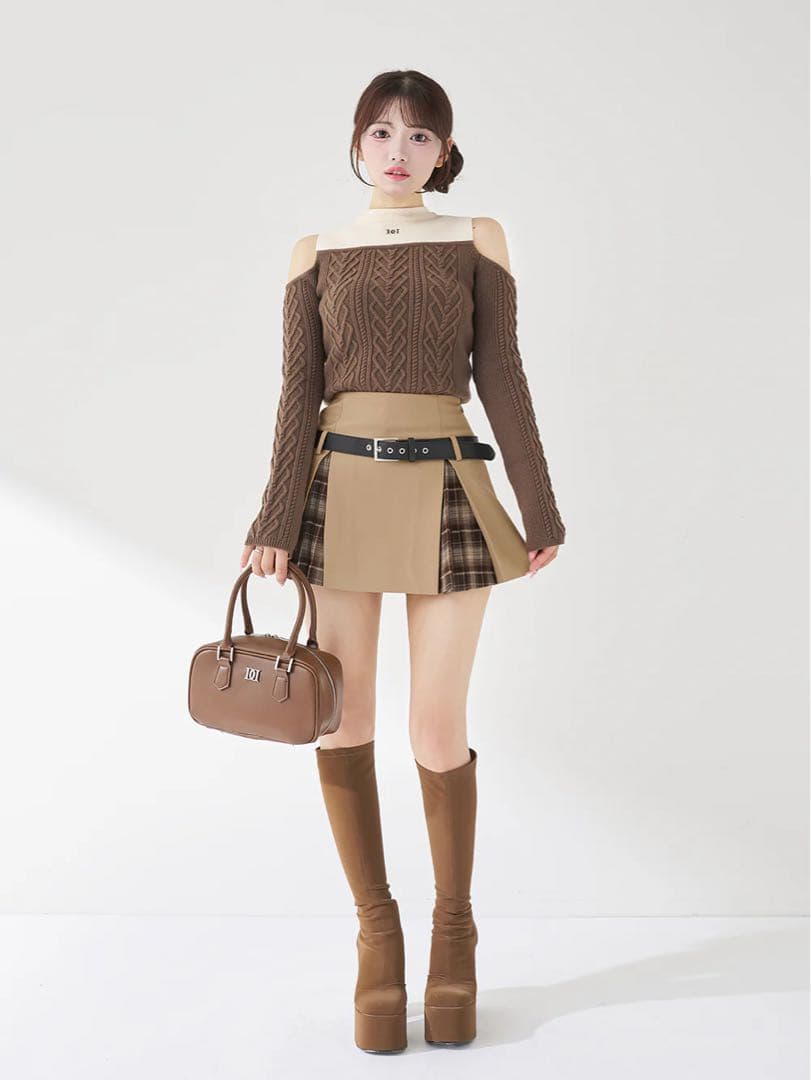 Darich ダーリッチ チェックドッキングミニスカート BEG Sサイズ