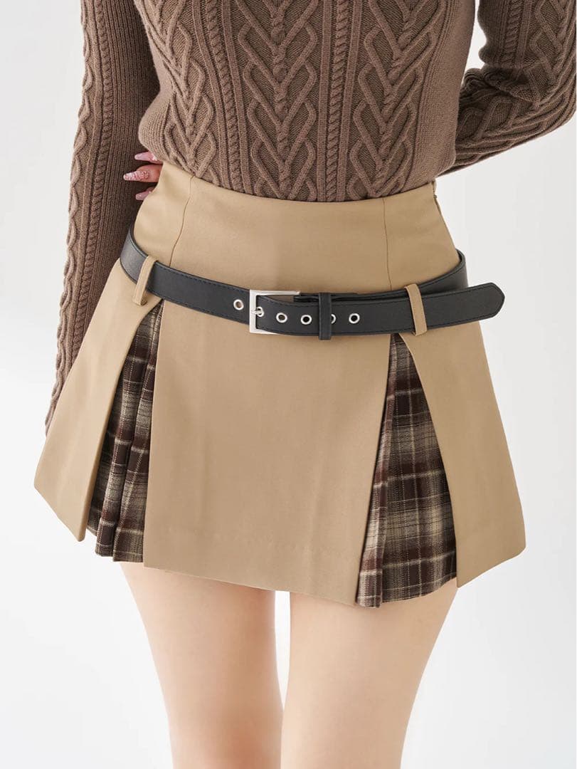 Darich ダーリッチ チェックドッキングミニスカート BEG Sサイズ