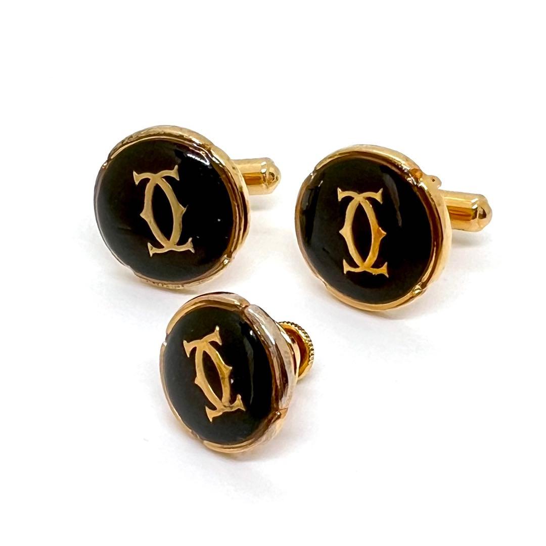 Cartier カルティエ 2C カフス タイタックピン ブラック