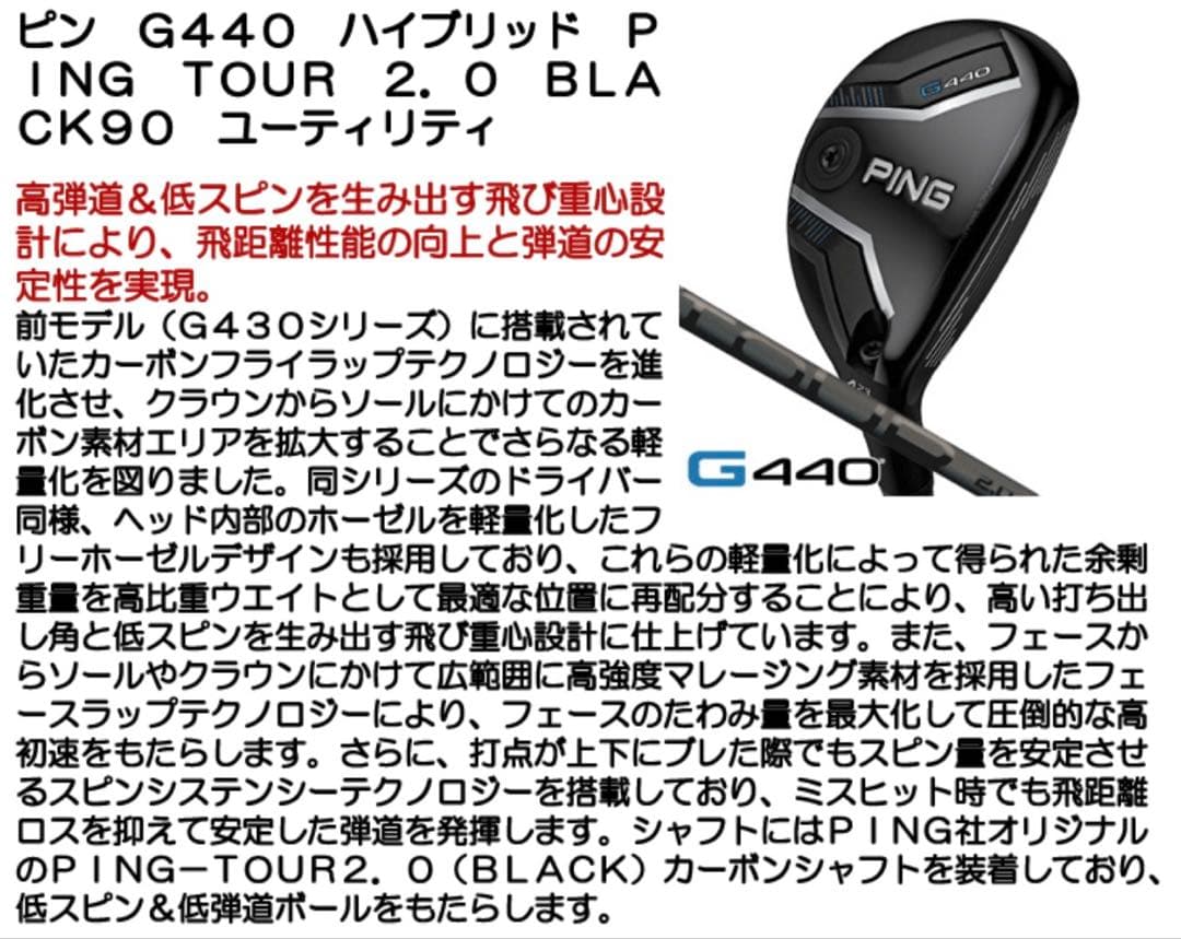 [未使用/日本正規品] ピン G440 3u 20° /ユーティリティヘッド単品