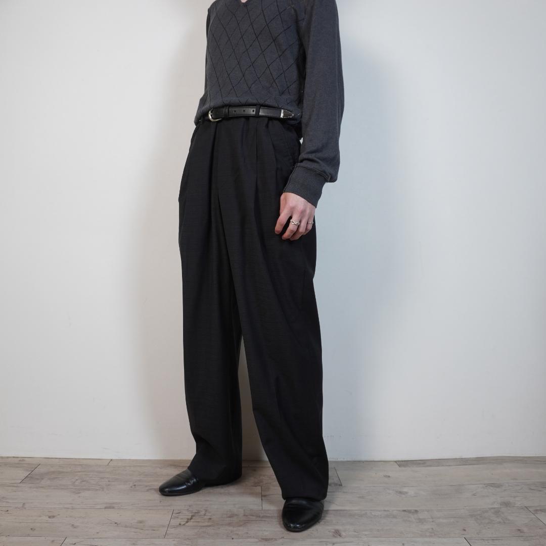 VERSACE チェック柄２タックスラックスパンツ グレー/EZ24