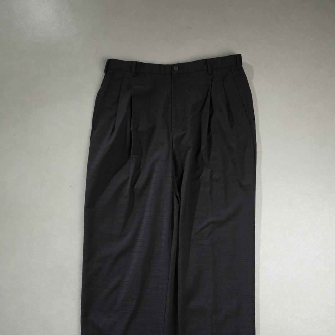 VERSACE チェック柄２タックスラックスパンツ グレー/EZ24