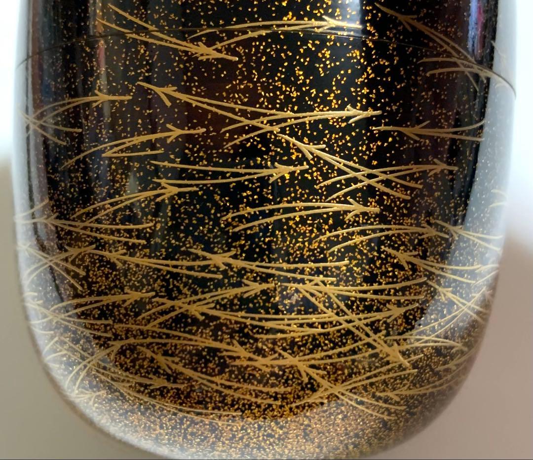 茶道具　なつめ　松葉蒔絵　大棗　京完