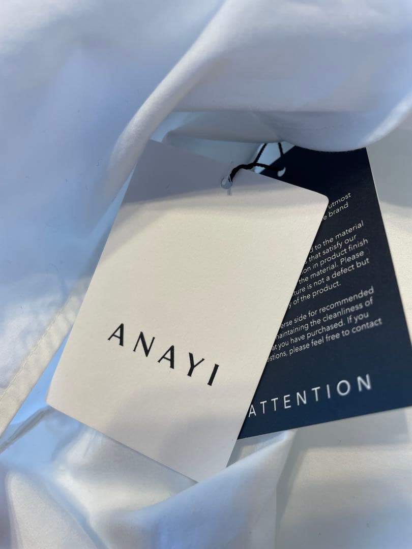ANAYI ホワイトプリーツシャツ 長袖