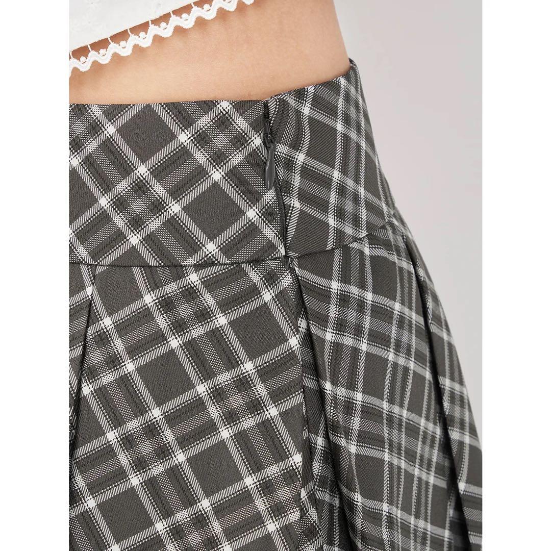 新品タグ付き ダーリッチ チェックスカートライクショートパンツ S ブラウン