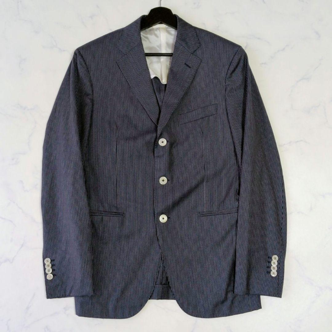 ロロピアーナ テーラードジャケット ストライプ 3B イタリア製 メリノウール