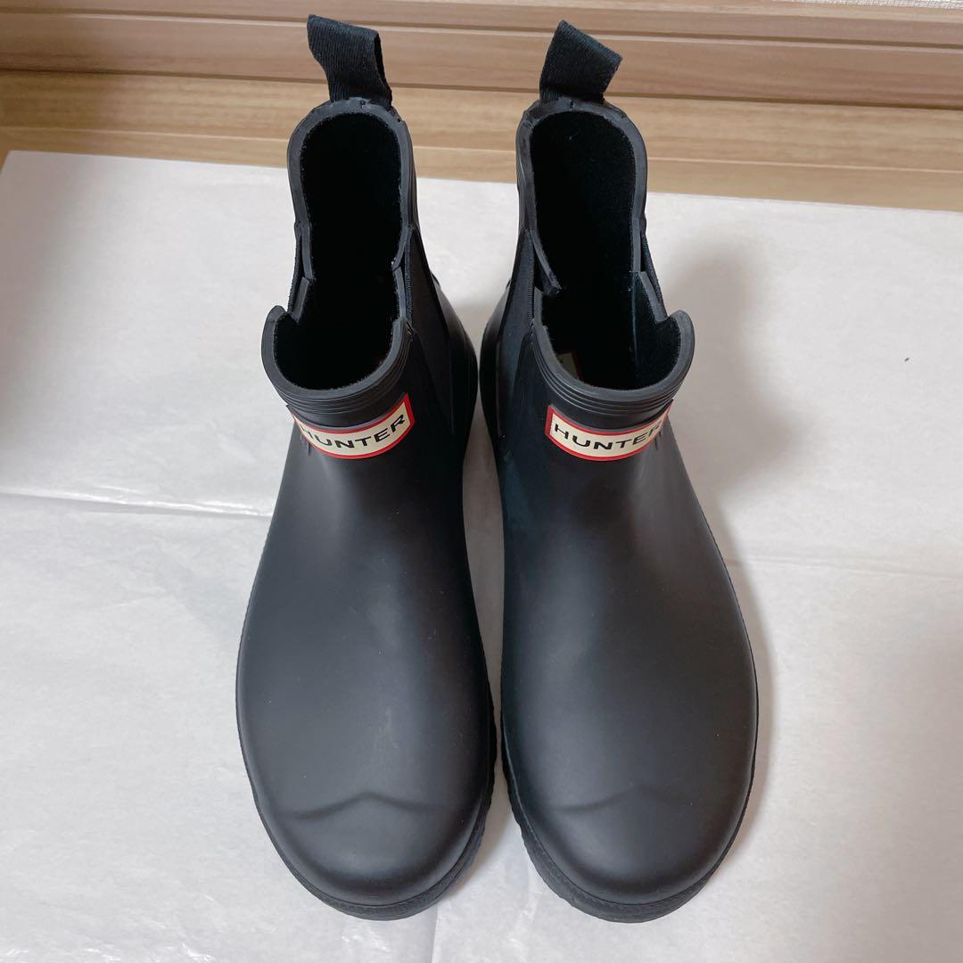 新品 HUNTER チェルシーブーツ 黒 ショートレインブーツ