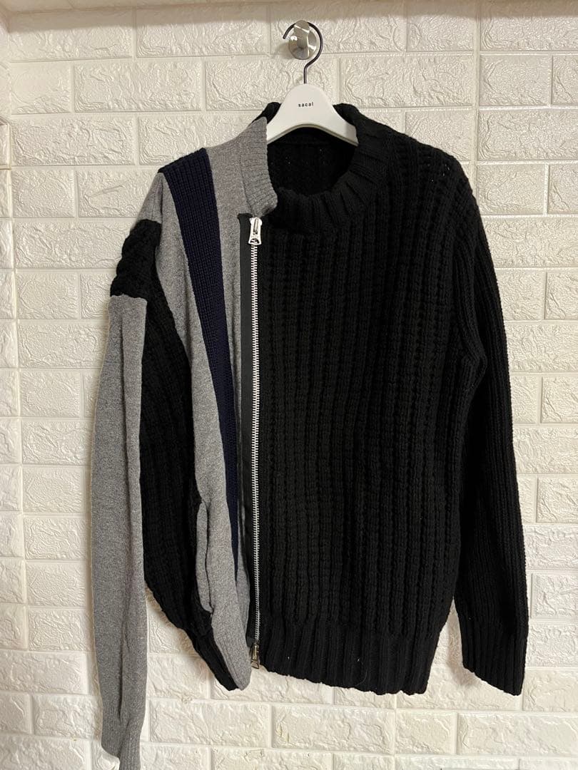 sacai ニットライダース　ブルゾン