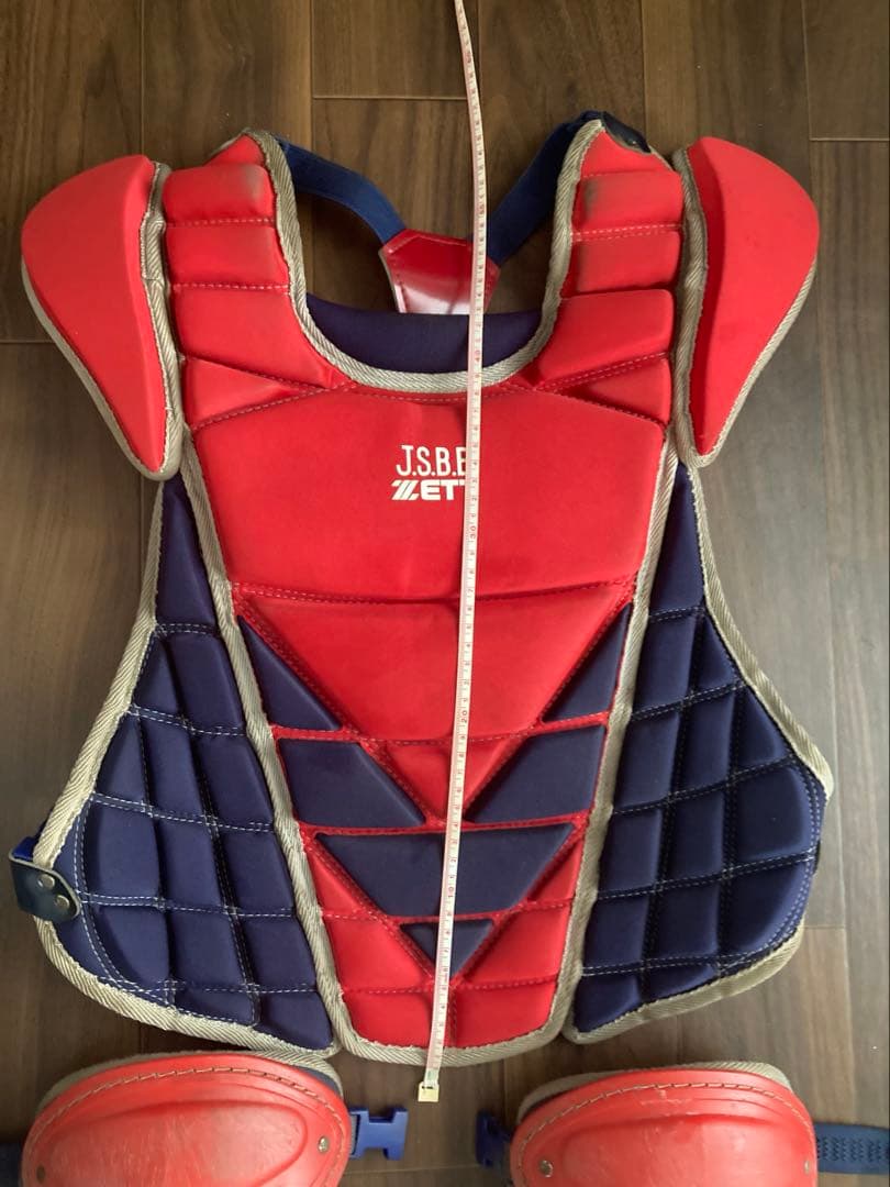 ゼット軟式用キャッチャー防具セット(面なし)赤青