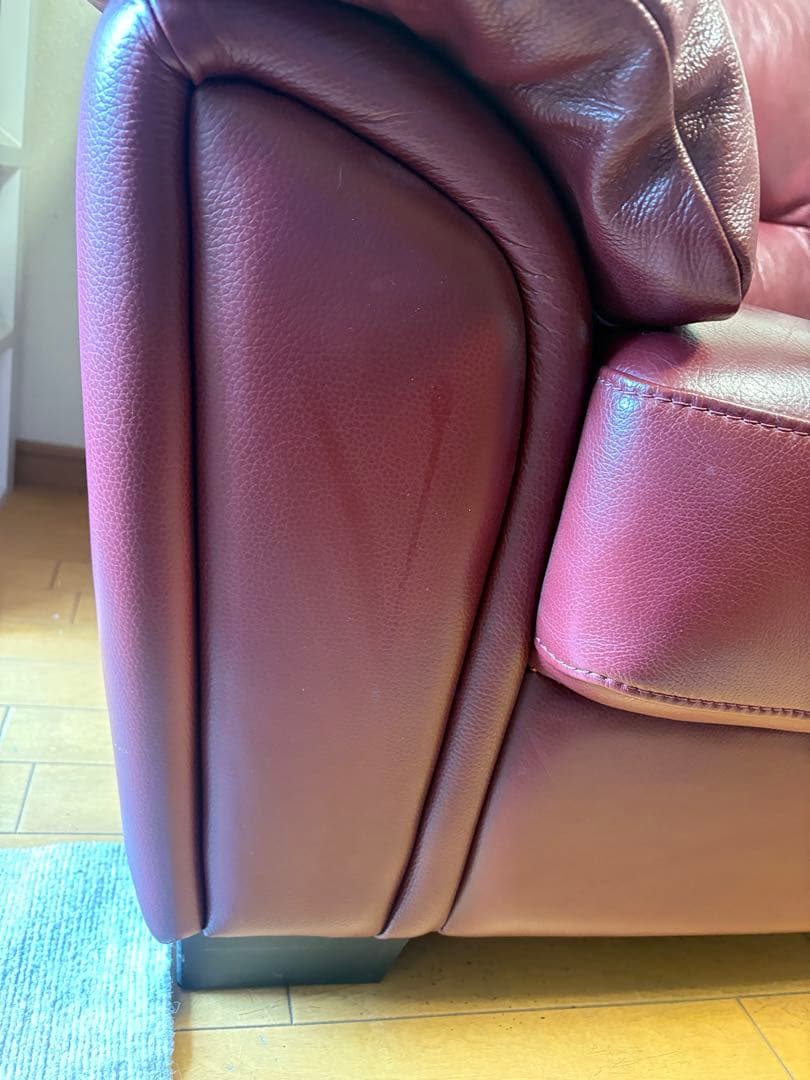 本皮ソファ　大塚家具　ディープレッド