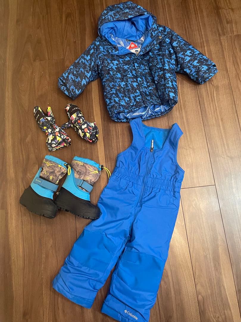 【すぐ雪山行けるセットです】Columbia スキーウェアセット 3T 青色