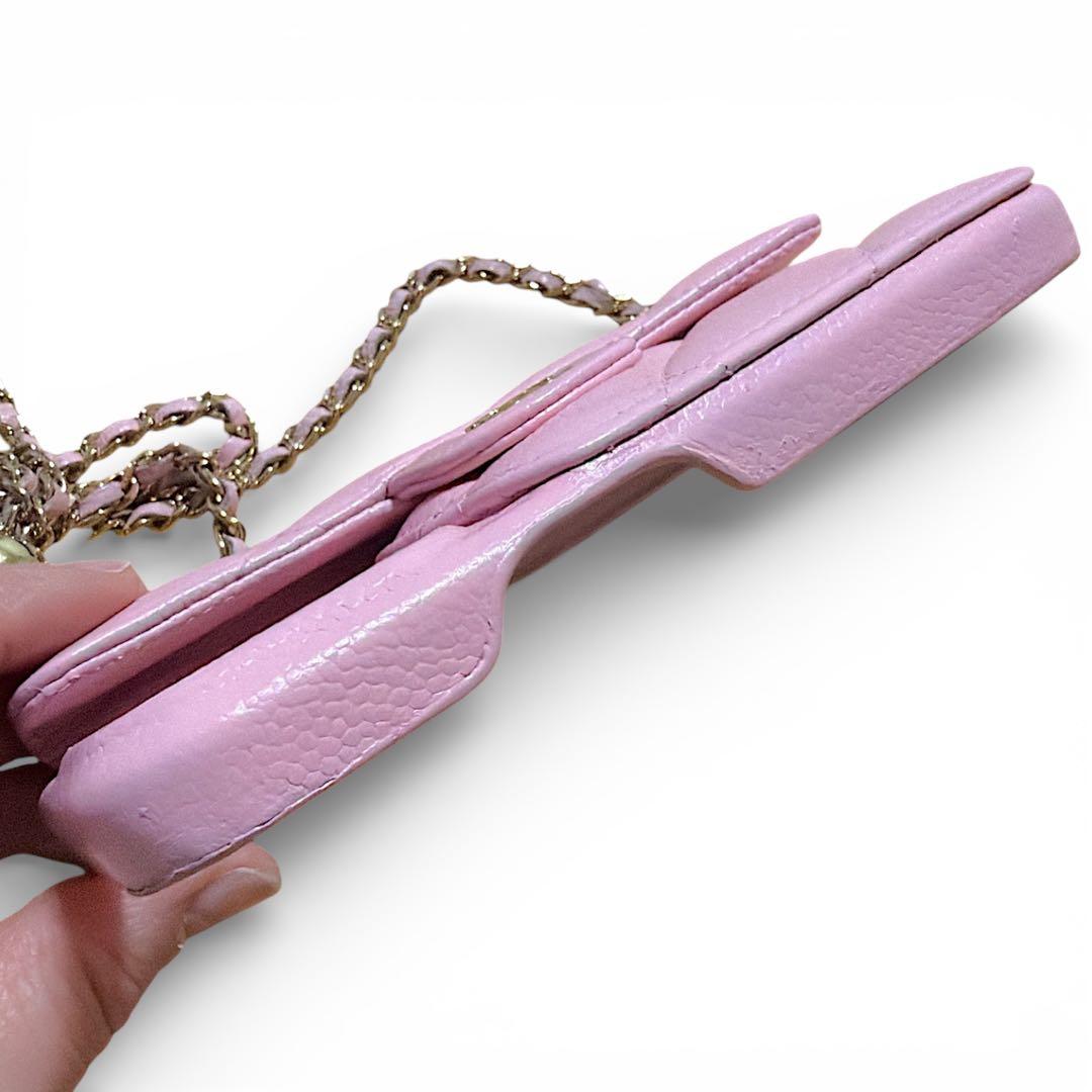 【CHANEL】シャネルiPhone14proケース☆マトラッセ キャビアスキン