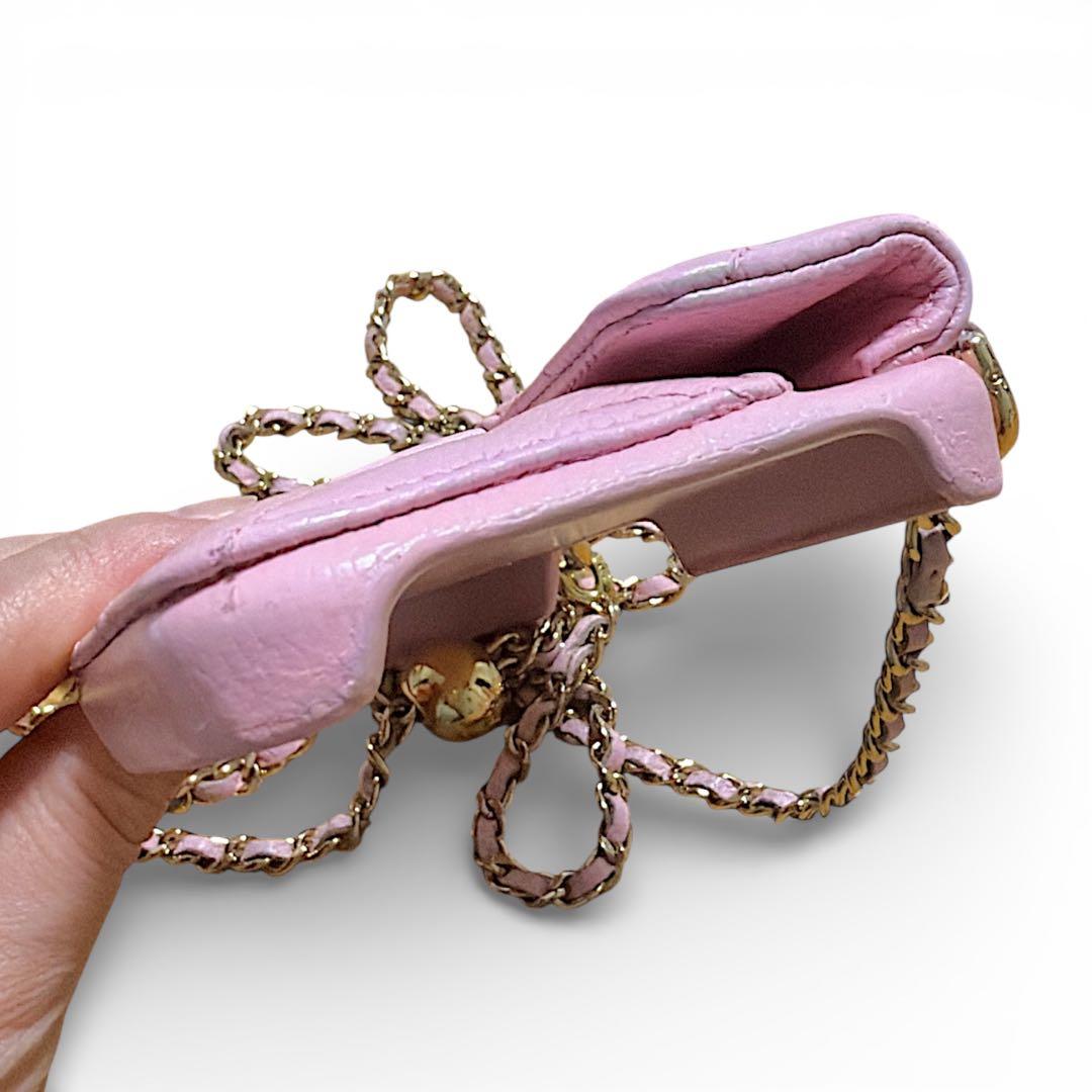 【CHANEL】シャネルiPhone14proケース☆マトラッセ キャビアスキン