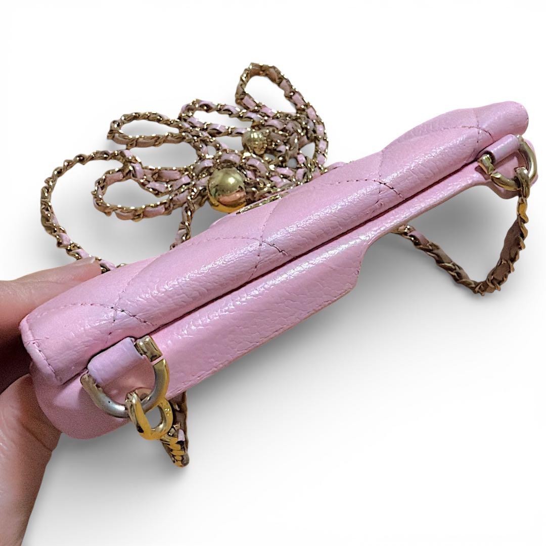 【CHANEL】シャネルiPhone14proケース☆マトラッセ キャビアスキン