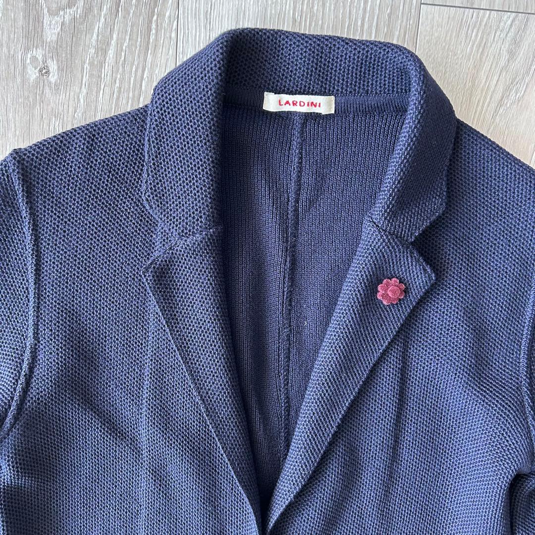 LARDINI ラルディーニ ニット テーラードジャケット 40紺ブートニエール