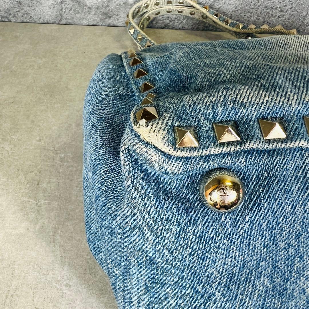 Valentino デニム 蝶 刺繍 スタッズ 2way ハンドバッグ