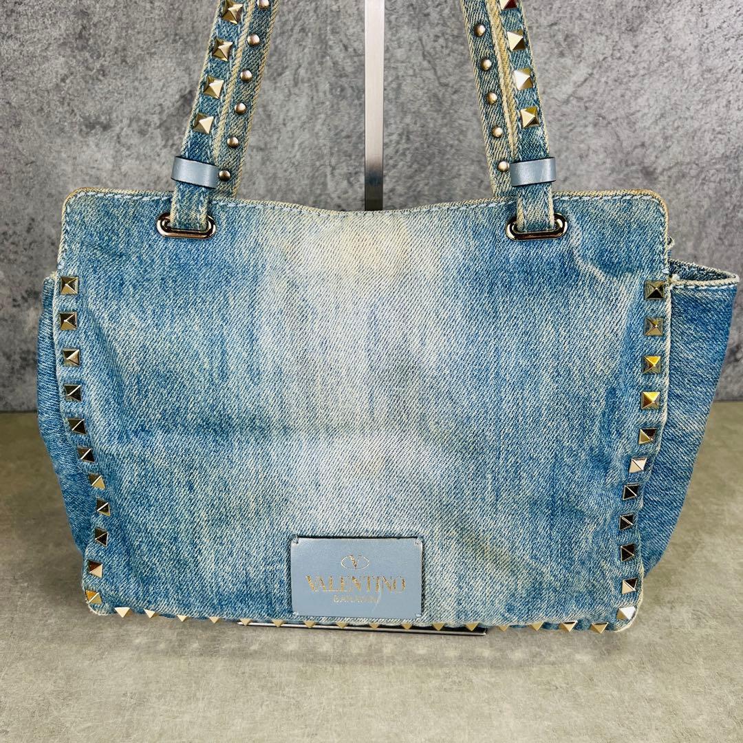 Valentino デニム 蝶 刺繍 スタッズ 2way ハンドバッグ
