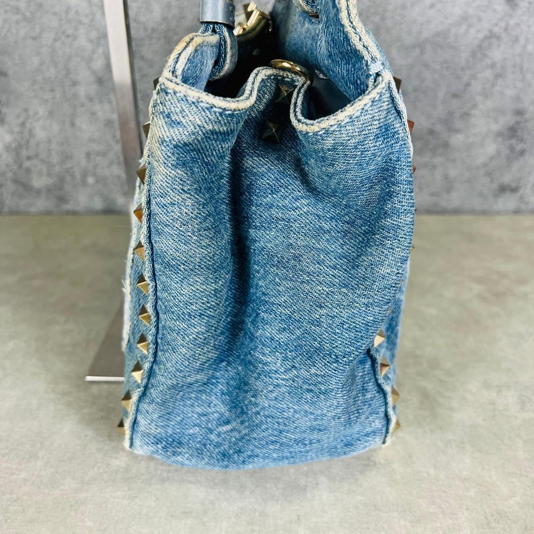 Valentino デニム 蝶 刺繍 スタッズ 2way ハンドバッグ