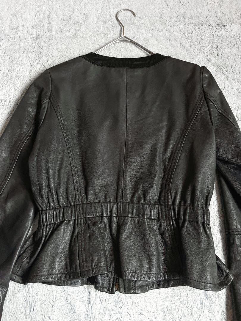 【LANVIN en bleu】ランバンオンブルー ノーカラーレザージャケット