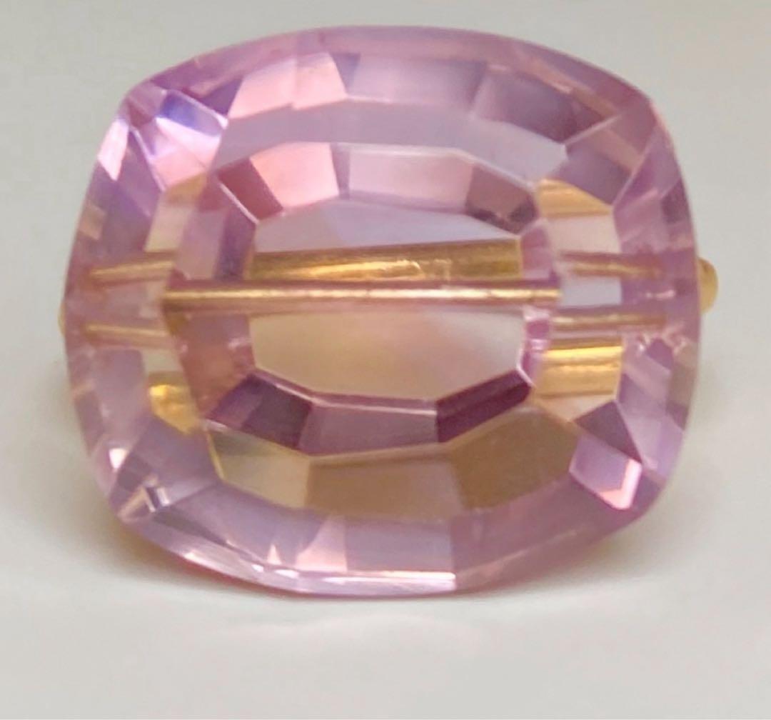 大粒❣️ピンクアメシストリングk10YG15号