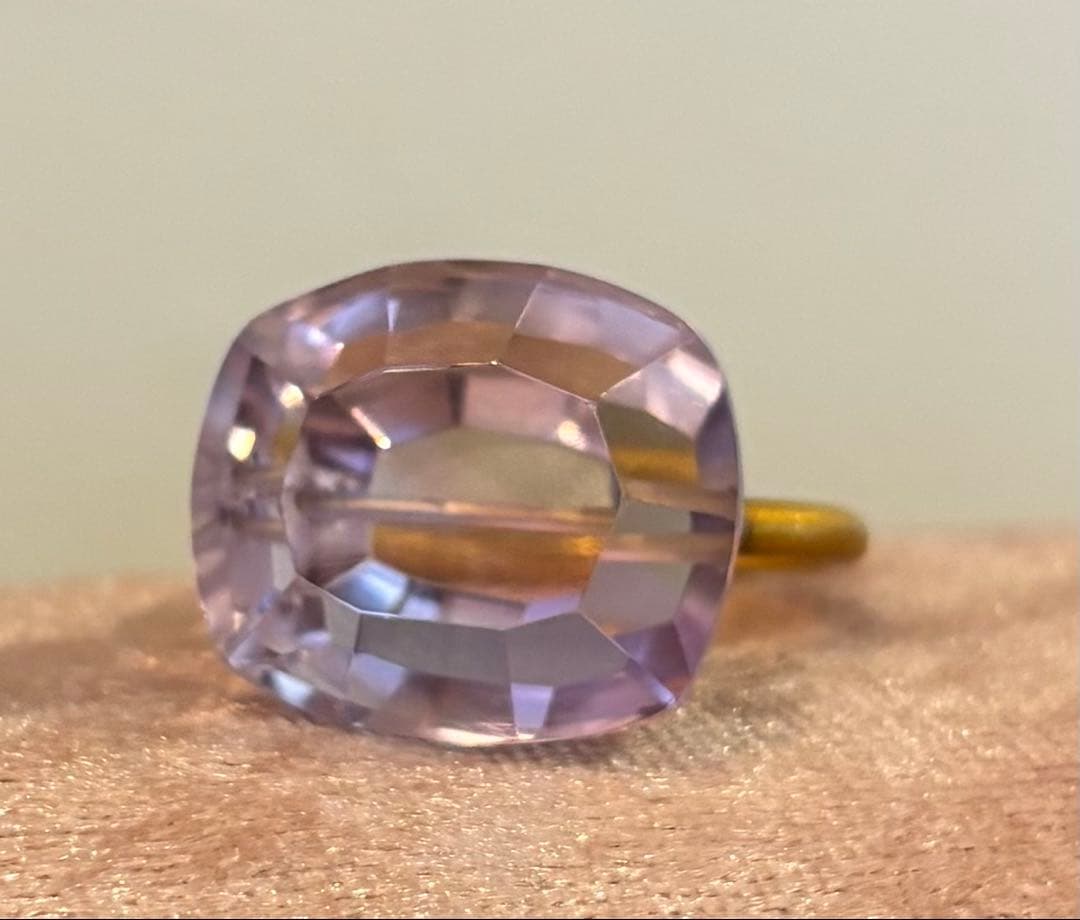 大粒❣️ピンクアメシストリングk10YG15号