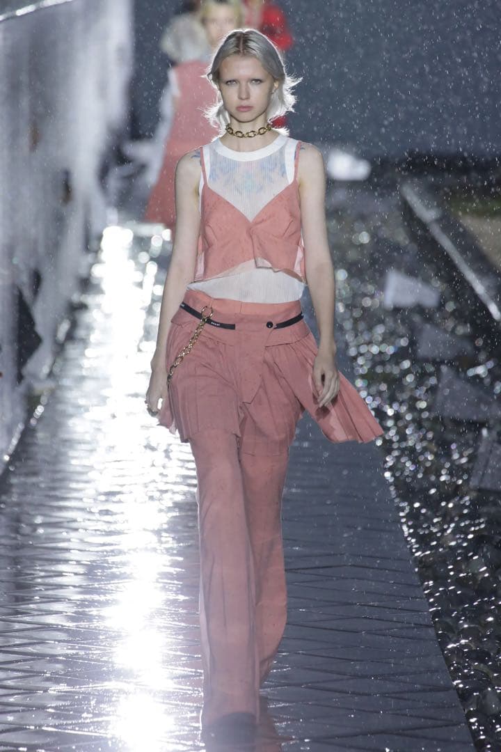 新品 sacai プリーツスカートドッキングパンツ ピンク サイズ2