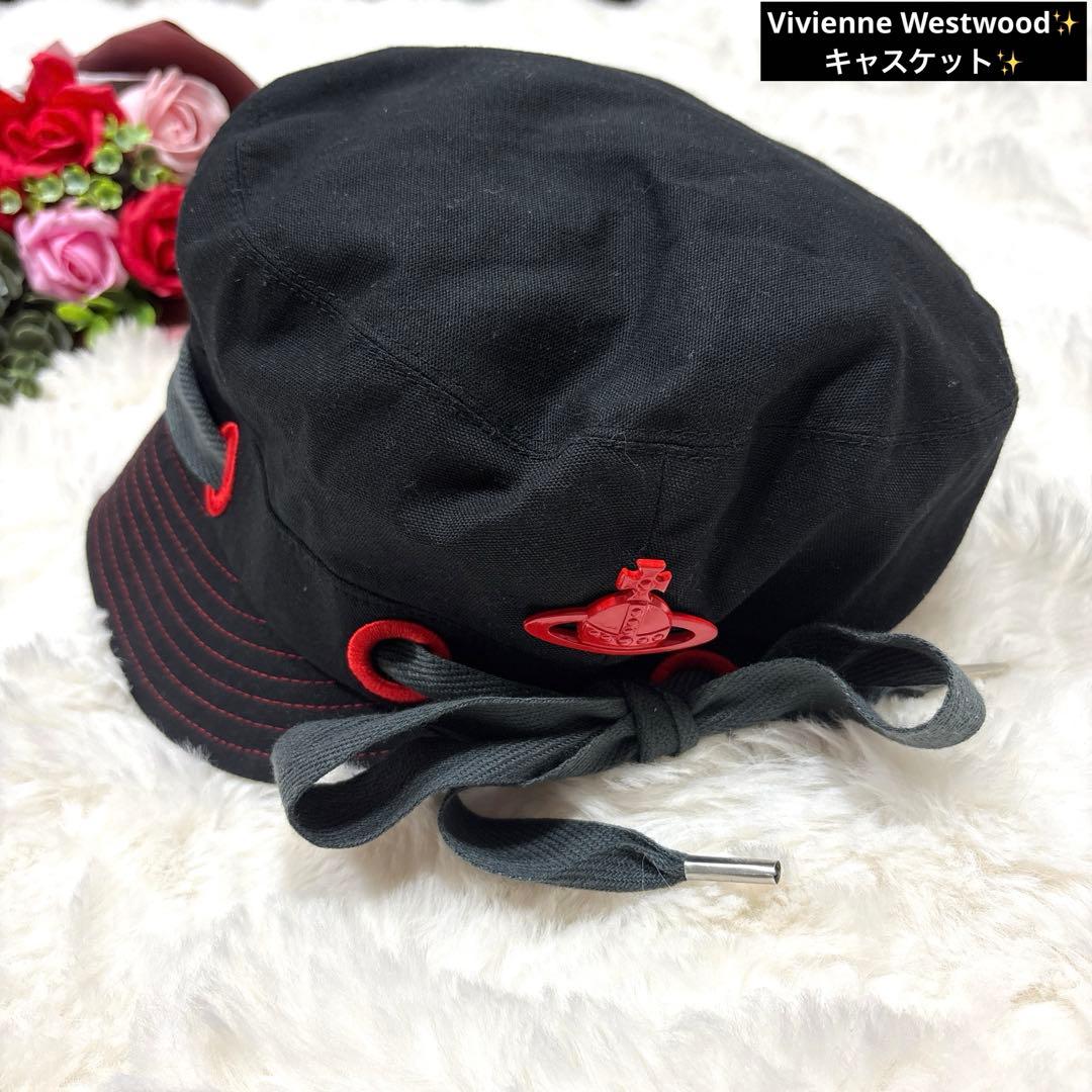 Vivienne Westwood キャスケット リボン オーブ 黒×赤