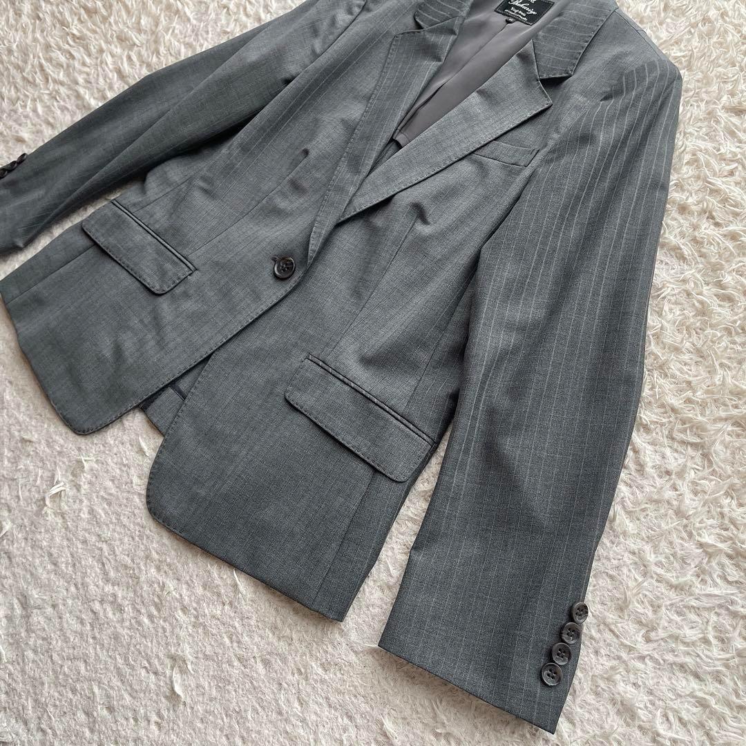 【大きいサイズ XL相当】23区 スカートスーツ ストライプ グレー ビジネス