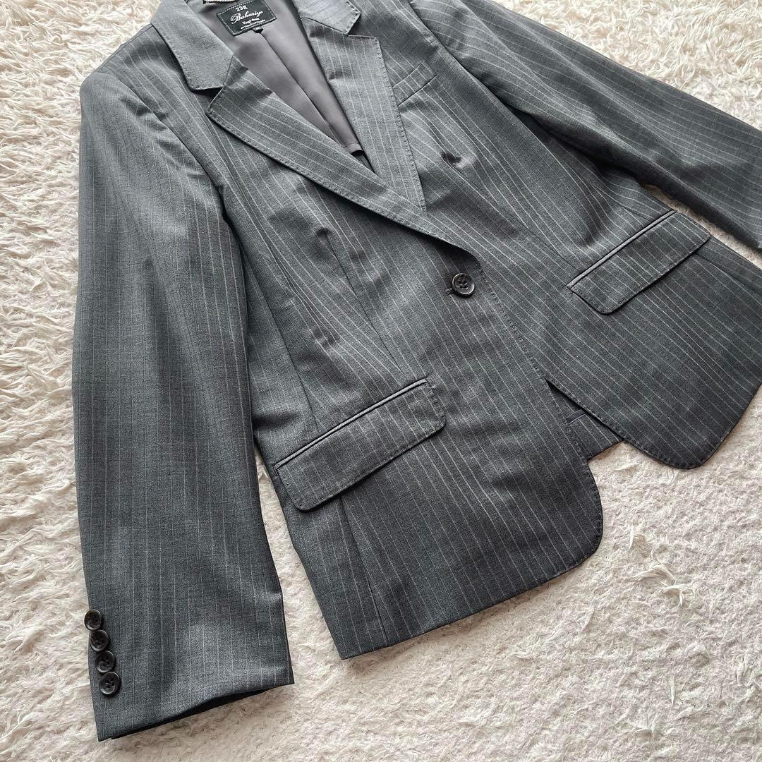 【大きいサイズ XL相当】23区 スカートスーツ ストライプ グレー ビジネス