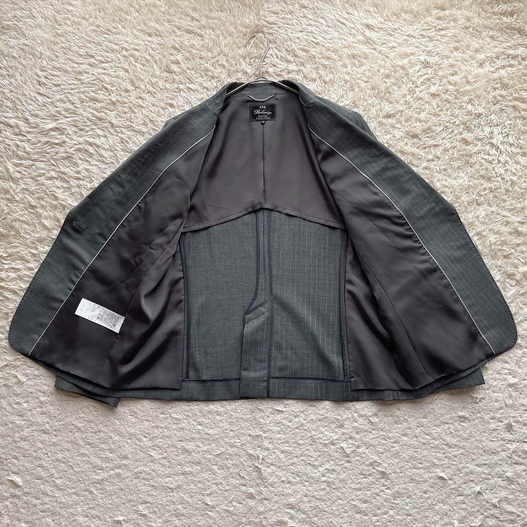 【大きいサイズ XL相当】23区 スカートスーツ ストライプ グレー ビジネス