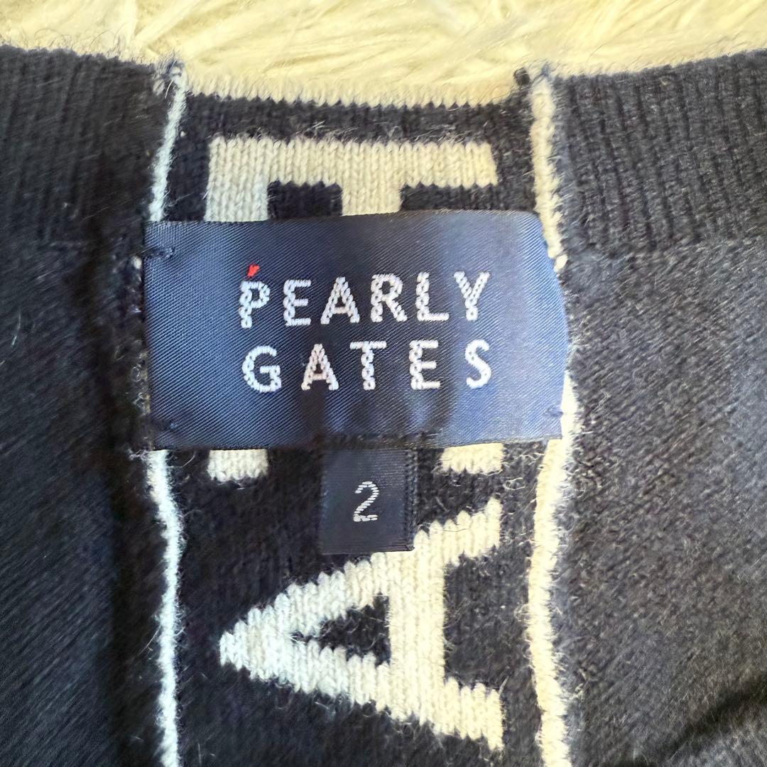 【パーリーゲイツ】美品 カシミヤセーター ネイビー 2サイズ レディース