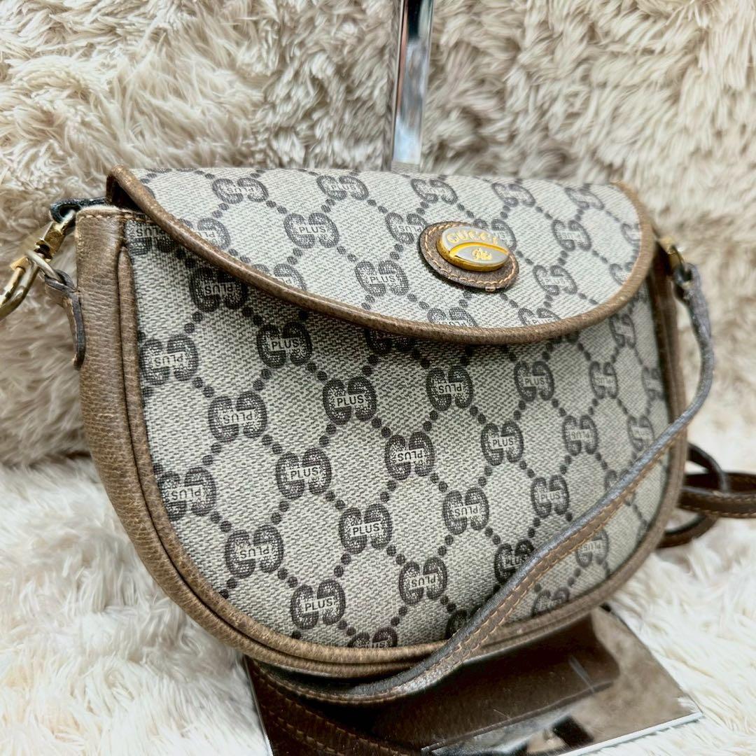 【美品】GUCCI プラス ショルダーバッグ ベージュ ブラウン スプリーム