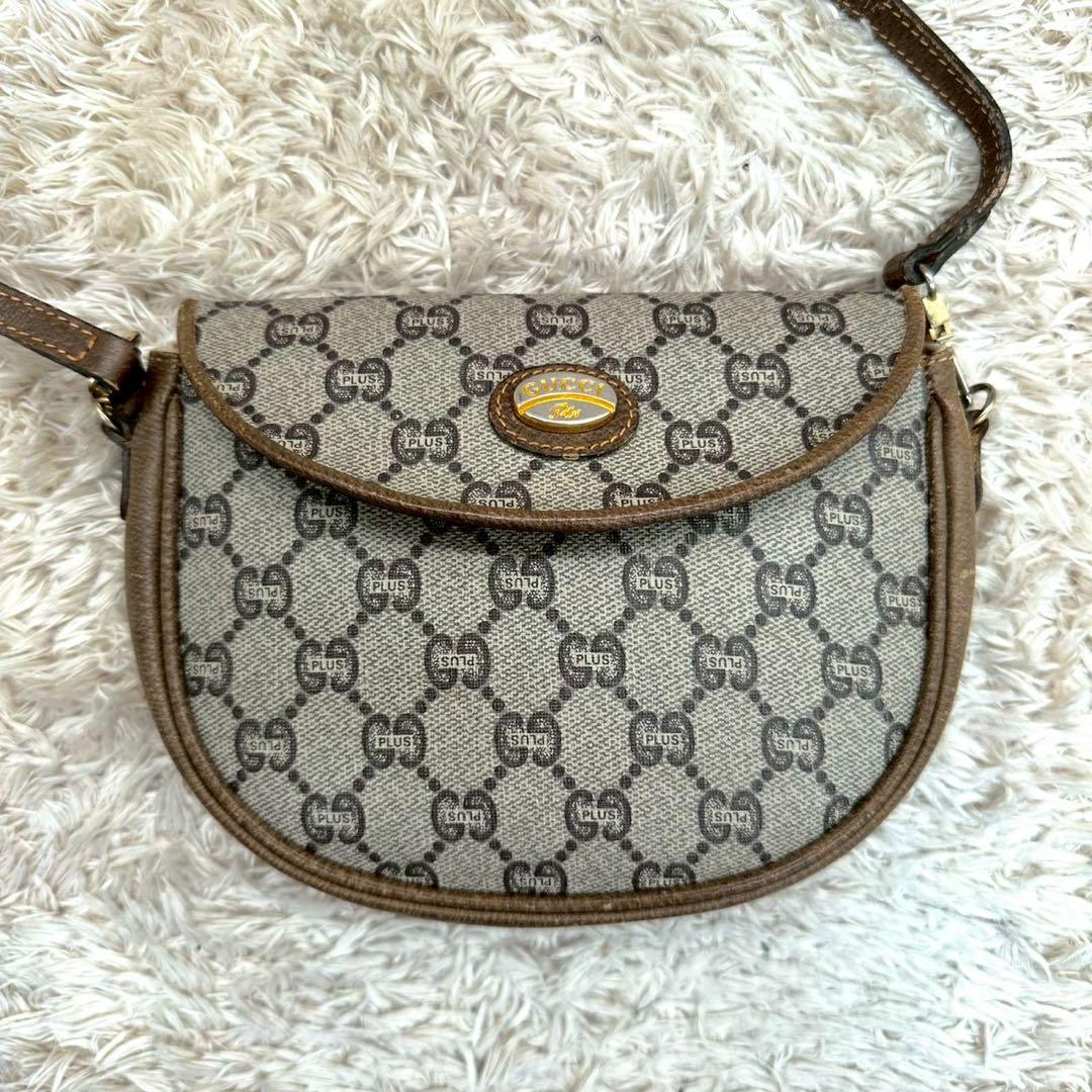 【美品】GUCCI プラス ショルダーバッグ ベージュ ブラウン スプリーム
