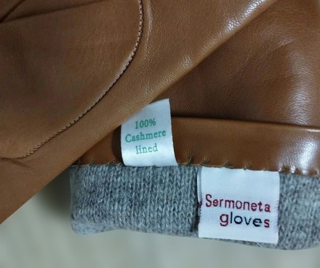 ☆未使用☆Sermoneta gloves 　ブラウン　本革カシミヤ手袋
