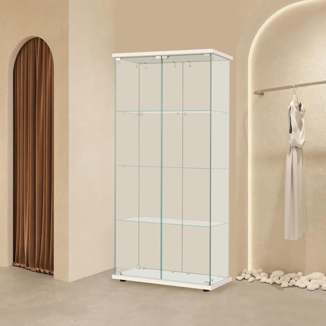 【ホワイト】コレクションケース 両扉タイプ 大型 幅80×奥行37×高164cm