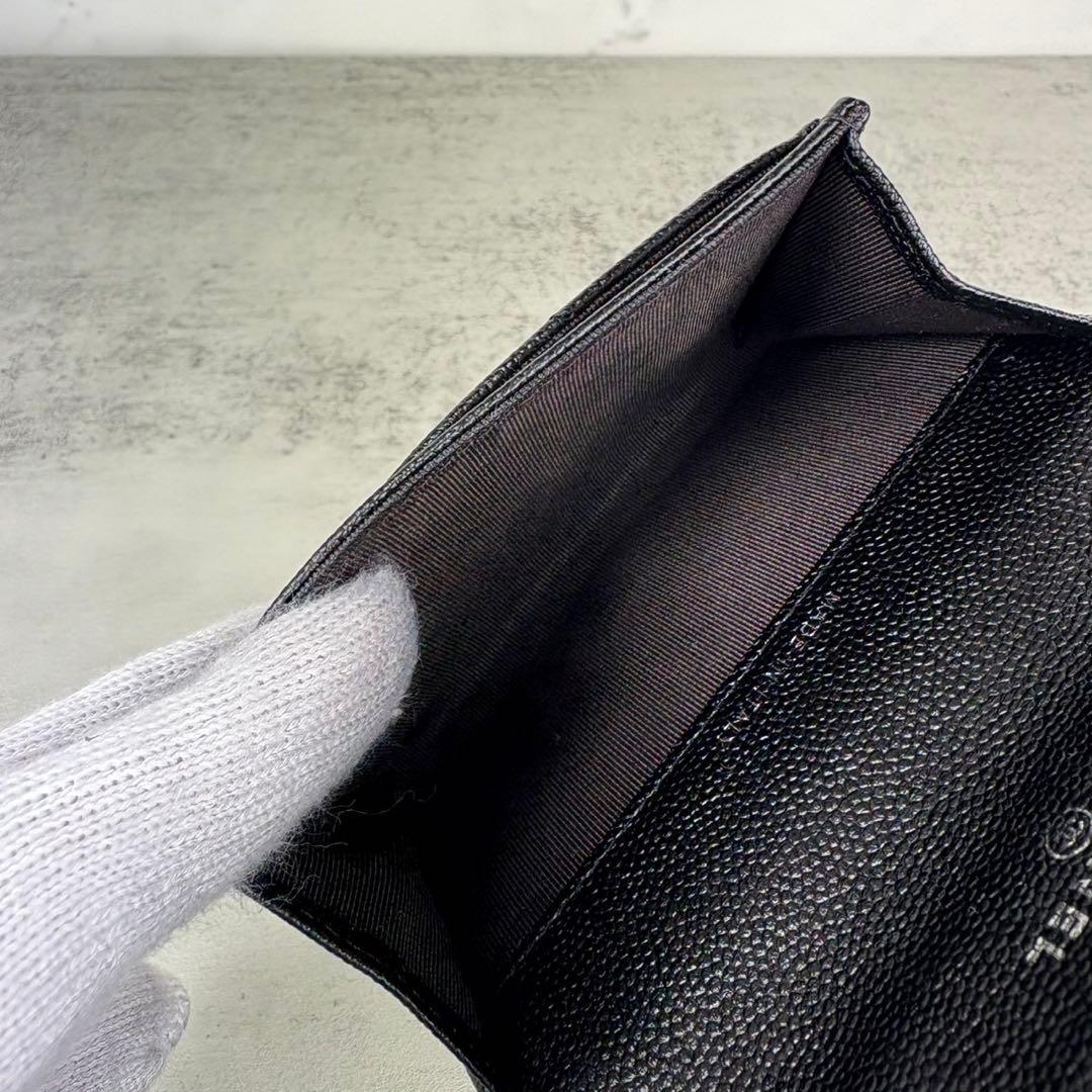 CHANEL Vステッチ　キャビアスキン　ケース　カードケース　財布