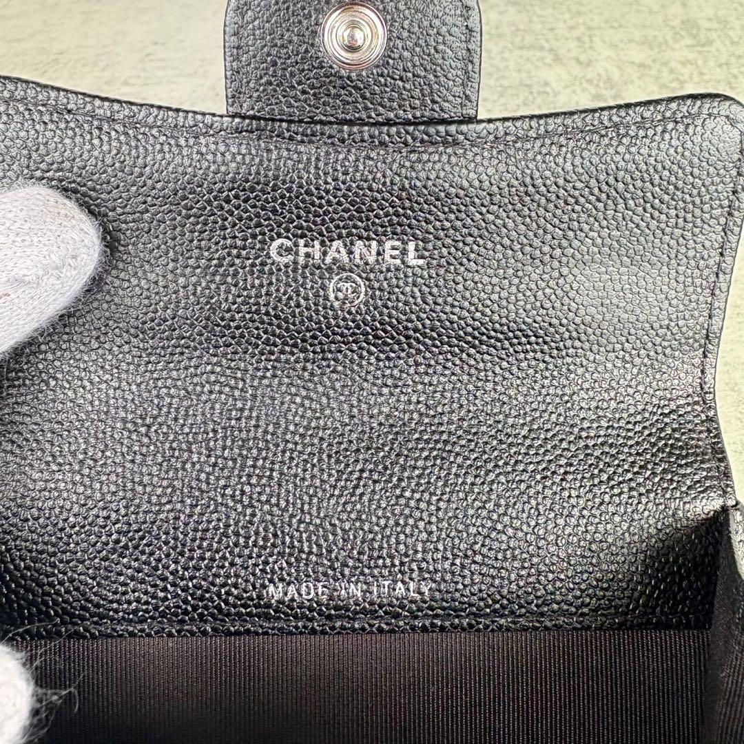 CHANEL Vステッチ　キャビアスキン　ケース　カードケース　財布