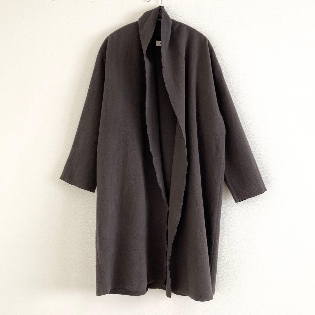 evam eva　アンゴラ100％　ローブコート　1　ブラウングレー　羽織