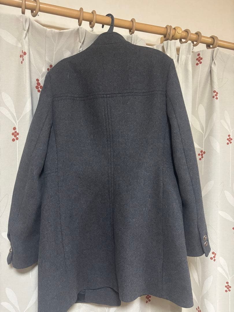 ZARA ザラウールダブルブレストコート Lチャコールグレー