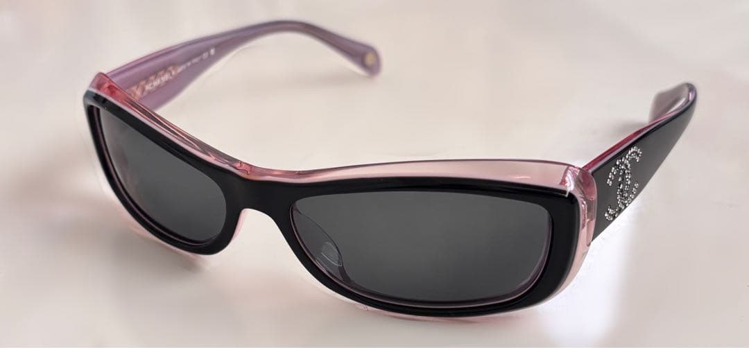 シャネル サングラス ココマーク ラインストーン バイカラー ピンク