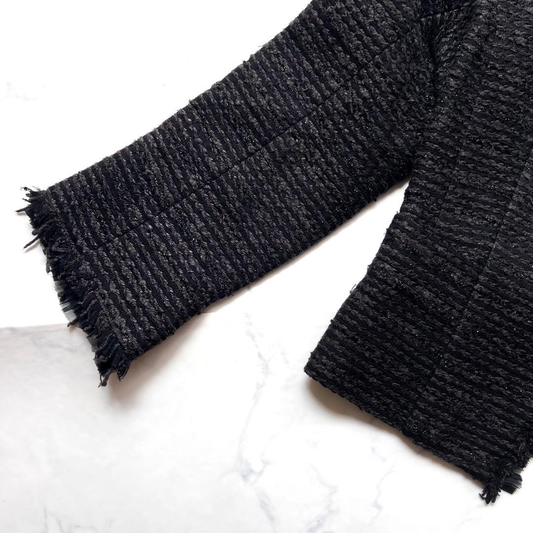 【良品】エポカ　ツィード　ノーカラースーツスカートセットアップ　黒　40