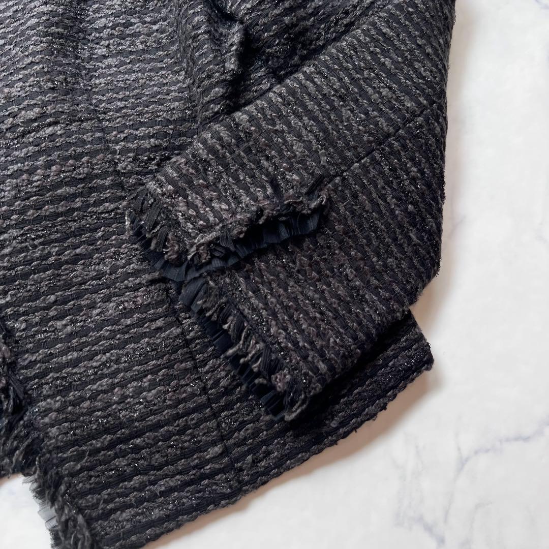 【良品】エポカ　ツィード　ノーカラースーツスカートセットアップ　黒　40