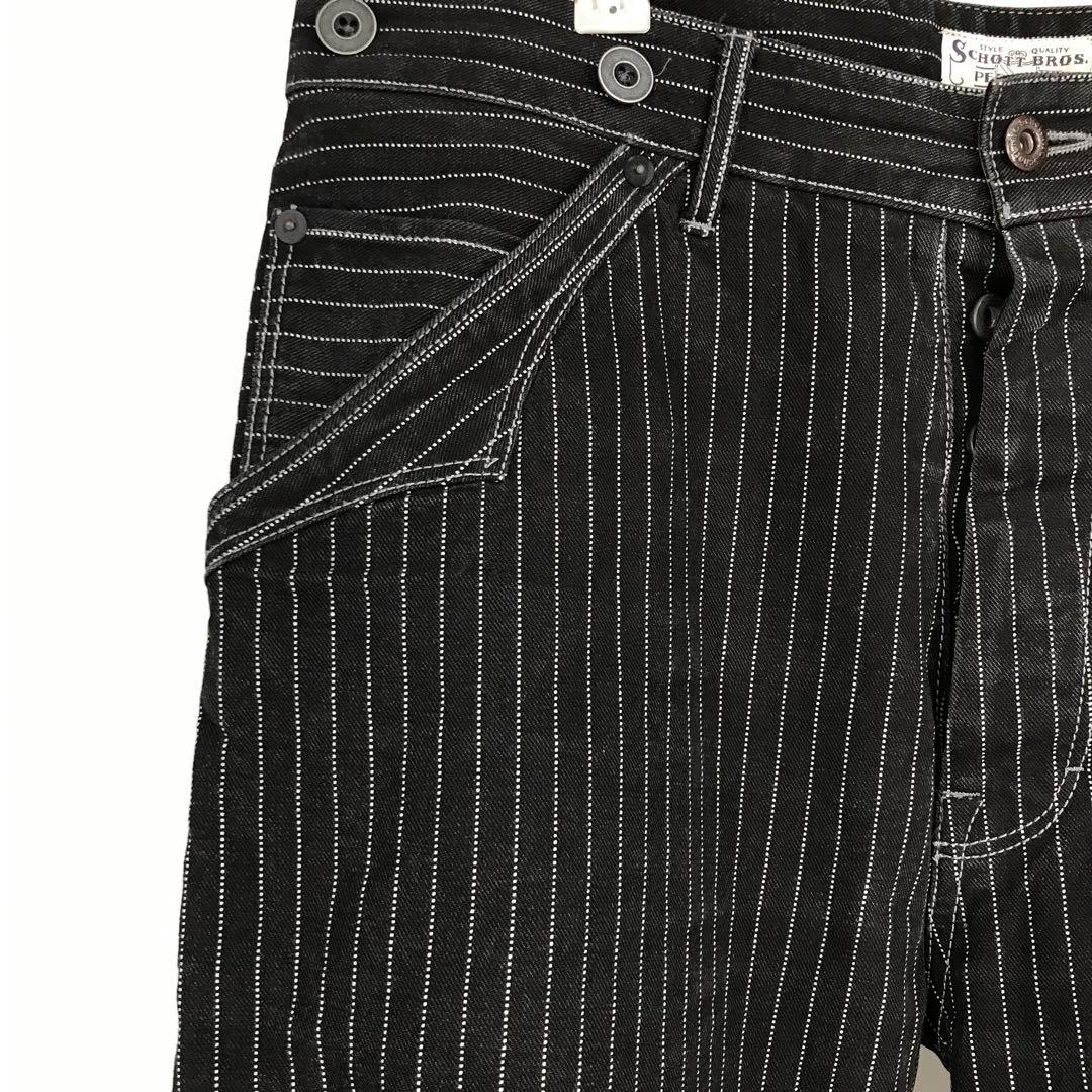 Schott デニムパンツ　34　ブラック　ストライプ