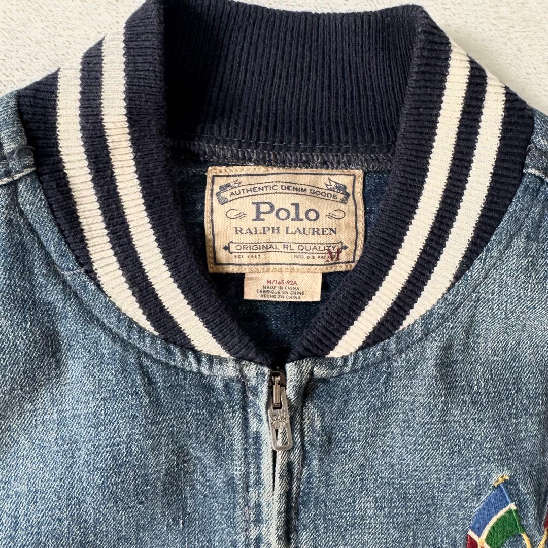 美品 ポロラルフローレン デニム ボンバージャケット POLOロゴ M